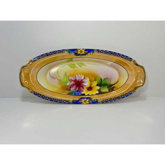 The Unbranded Brand Other - Vintage Noritake lusterware oblong dish with florals